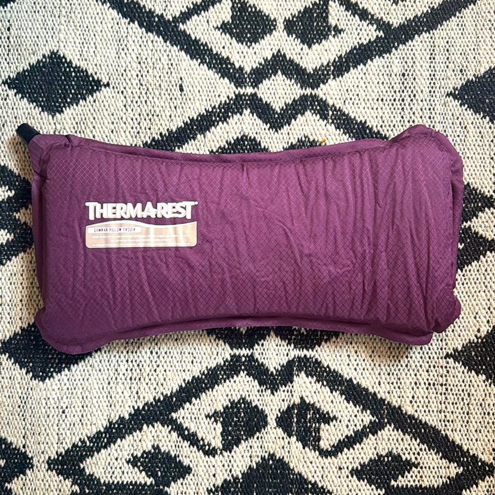 Purple Therm-a-Rest Lumbar Self-Inflatable Travel Pillow